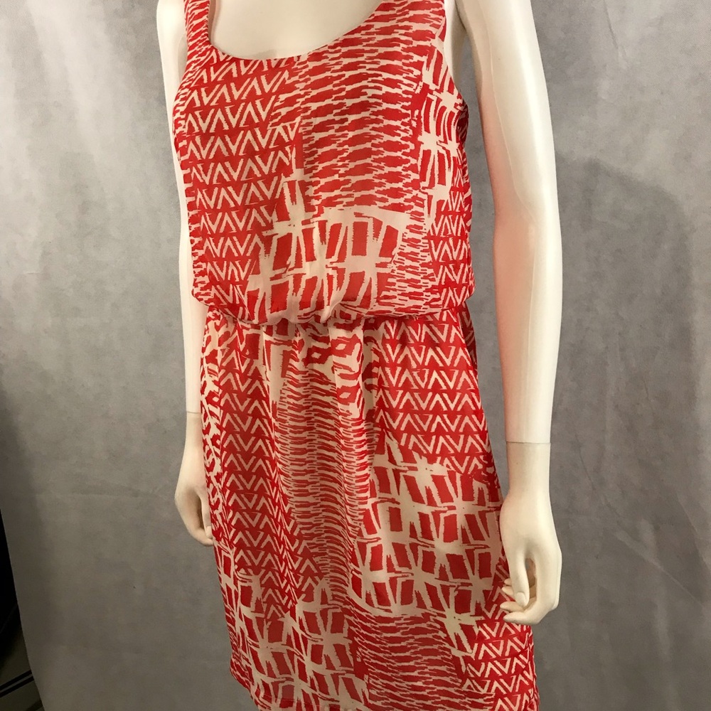 Bisou Bisou Spring Dress SemiSheer Orange White 8